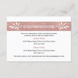 Roos gouden glitter moderne bruiloft accommodaties informatiekaartje