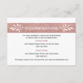 Roos gouden glitter moderne bruiloft accommodaties informatiekaartje (Voorkant)