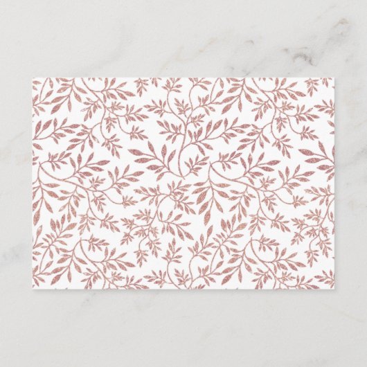 Roos gouden glitter moderne bruiloft accommodaties informatiekaartje (Achterkant)