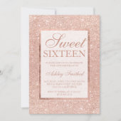 Roos gouden glitter moderne chique Sweet 16 Kaart (Voorkant)