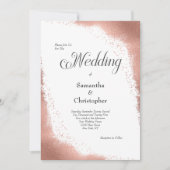 Roos gouden glitter moderne kalligrafie bruiloft kaart (Voorkant)