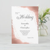 Roos gouden glitter moderne kalligrafie bruiloft kaart (Staand voorkant)