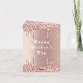 Roos gouden glitter Moederdag Kaart ik hou van je  (Achterkant)