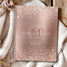 Roos Gouden Glitter Monogram Boss Lady 2025 Planner