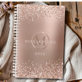 Roos Gouden Glitter Monogram Boss Lady 2025 Planner