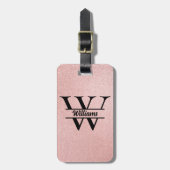 Roos gouden glitter monogram | Girly Modern Sparkl Bagagelabel (Voorkant verticaal)