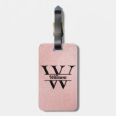 Roos gouden glitter monogram | Girly Modern Sparkl Bagagelabel (Achterkant verticaal)