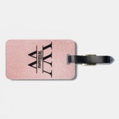 Roos gouden glitter monogram | Girly Modern Sparkl Bagagelabel (Achterkant horizontaal)