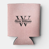 Roos gouden glitter monogram | Girly Modern Sparkl Blikjeskoeler (Voorkant)