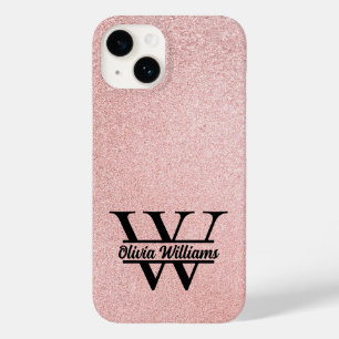 Roos gouden glitter monogram   Girly Modern Sparkl Case-Mate iPhone 14 Hoesje