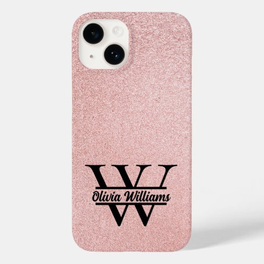 Roos gouden glitter monogram | Girly Modern Sparkl Case-Mate iPhone Case (Achterkant)