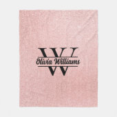 Roos gouden glitter monogram | Girly Modern Sparkl Fleece Deken (Voorkant)