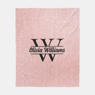 Roos gouden glitter monogram   Girly Modern Sparkl Fleece Deken