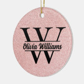 Roos gouden glitter monogram | Girly Modern Sparkl Keramisch Ornament (Links)