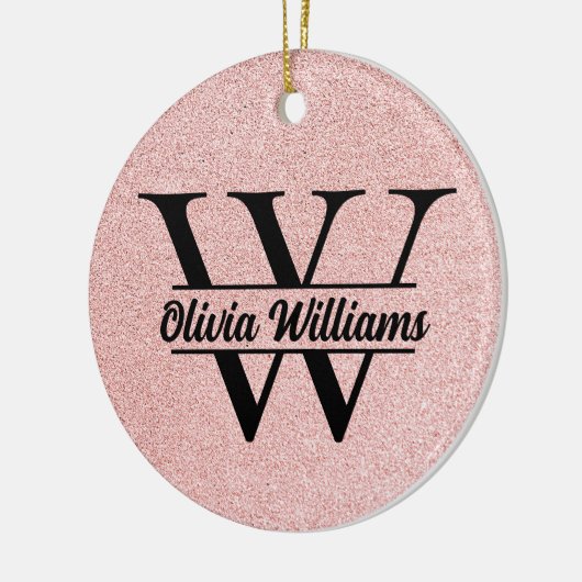Roos gouden glitter monogram | Girly Modern Sparkl Keramisch Ornament (Links)