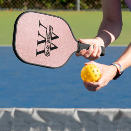 Roos gouden glitter monogram | Girly Modern Sparkl Pickleball Paddle