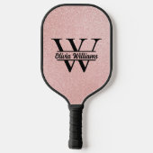Roos gouden glitter monogram | Girly Modern Sparkl Pickleball Paddle (Achterkant)