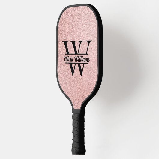 Roos gouden glitter monogram | Girly Modern Sparkl Pickleball Paddle (Links)