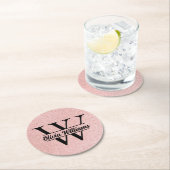 Roos gouden glitter monogram | Girly Modern Sparkl Ronde Kartonnen Onderzetter (Insitu)