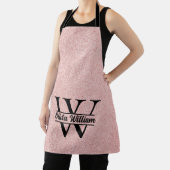 Roos gouden glitter monogram | Girly Modern Sparkl Schort (Insitu)