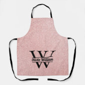 Roos gouden glitter monogram | Girly Modern Sparkl Schort (Voorkant)