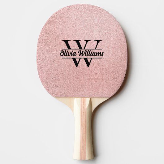 Roos gouden glitter monogram | Girly Modern Sparkl Tafeltennisbatje (Achterkant)
