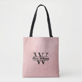 Roos gouden glitter monogram | Girly Modern Sparkl Tote Bag (Voorkant)