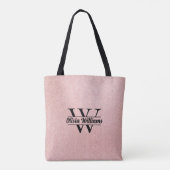 Roos gouden glitter monogram | Girly Modern Sparkl Tote Bag (Achterkant)
