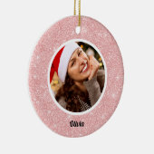 Roos gouden glitter monogram | Girly Moderne FOTO Keramisch Ornament (Rechts)