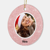 Roos gouden glitter monogram | Girly Moderne FOTO Keramisch Ornament (Links)