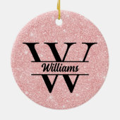 Roos gouden glitter monogram | Girly Moderne FOTO Keramisch Ornament (Achterkant)