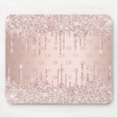 Roos gouden glitter monogram initialen roze muismat (Voorkant)