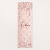 Roos gouden glitter monogram initialen roze yogamat (Achterkant)
