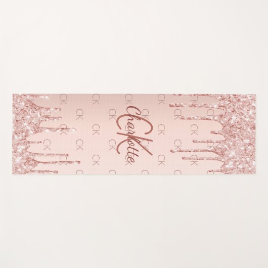 Roos gouden glitter monogram initialen roze yogamat (Voorkant (horizontaal))