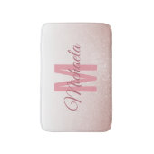 Roos Gouden Glitter Monogram Modern Elegant Girly Badmat (Voorkant Verticaal)