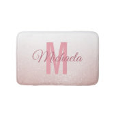 Roos Gouden Glitter Monogram Modern Elegant Girly Badmat (Voorkant)