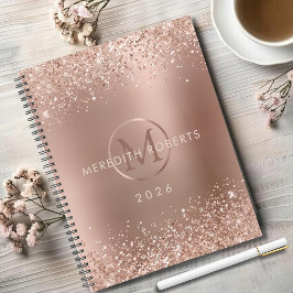 Roos Gouden Glitter Monogram Naam 2026 Planner