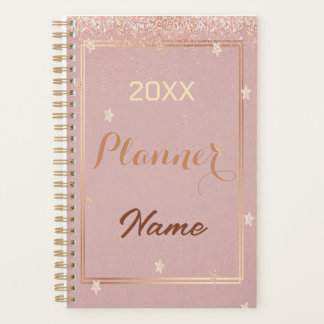Roos gouden glitter monogram naam 20XX planner