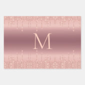 Roos Gouden Glitter Monogram Verpakking Papiervell Inpakpapier Vel (Voorkant 2)