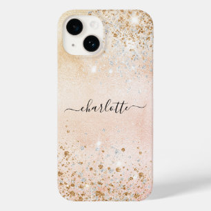 Roos gouden glitter naam Case-Mate iPhone 14 hoesje