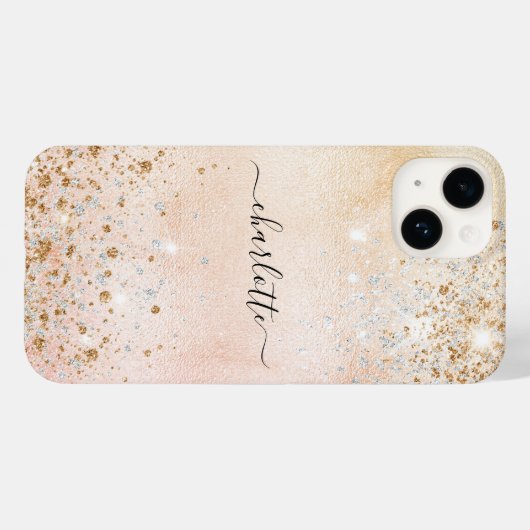 Roos gouden glitter naam Case-Mate iPhone case (Achterkant (horizontaal))