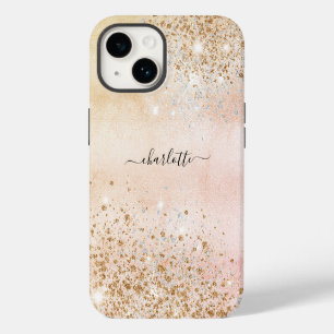 Roos gouden glitter naam iPhone 14 hoesje
