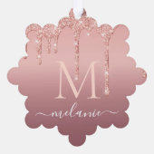 Roos gouden glitter naam kerst ornament Kaart (Achterkant)