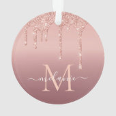 Roos Gouden Glitter Naam Letter Kerst Ornament (achterkant)