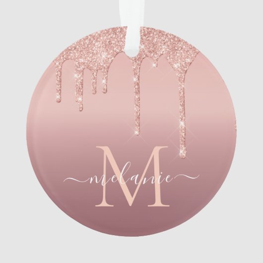 Roos Gouden Glitter Naam Letter Kerst Ornament (achterkant)