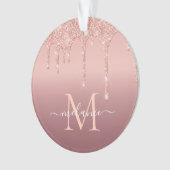 Roos Gouden Glitter Naam Letter Kerst Ornament (voorkant)