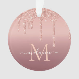 Roos Gouden Glitter Naam Letter Kerst Ornament