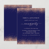 Roos Gouden Glitter Navy Avondfeest Bruiloft Kaart (Voorkant / Achterkant)