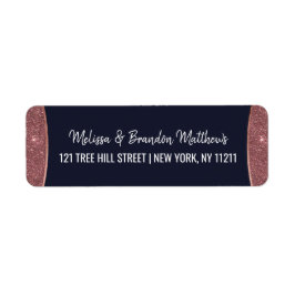 Roos Gouden Glitter Navy Blauw Cirkeladres Etiket