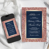 Roos Gouden Glitter Navy Blauw Islamitische Moslim Kaart